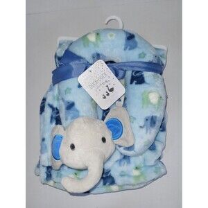 Duck Duck Goose Blue Elephant Plush Neck Pillow & Blanket NWT